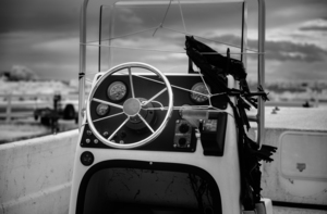 Detailing the Deck: Black & White Boat Beauty by Dream World Images