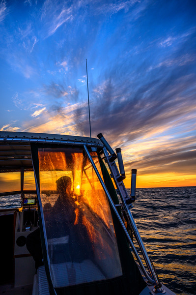 Golden Horizons: A Birthday Boat Ride with Wet Net Charters Print