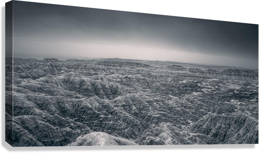 Shadows of the Earth: Ghostly Vista of the Badlands Canvas Print