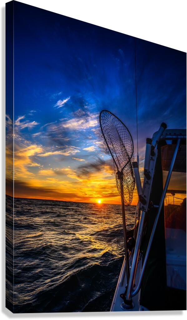 Navigating the Sunset: A Memorable Boat Ride with Wet Net Charte Canvas Print