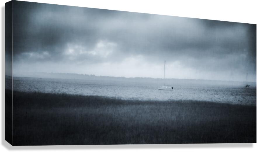 Rainy Day Adventures: A Foggy Sailboat Tale in Saint Marys Geor Canvas Print