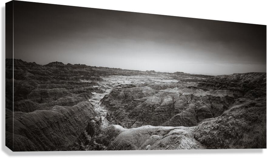 Shadows of the Earth: White River Serenity in the Badlands Canvas Print