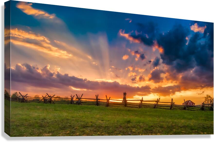 God Rays Over Gettysburg: Sunset at the 73rd New York Volunteer Infantry Regiment Canvas Print