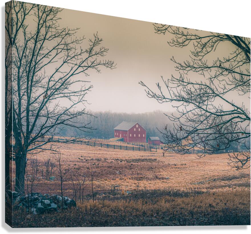 Winters Embrace: A Timeless Red Barn in Gettysburg Canvas Print