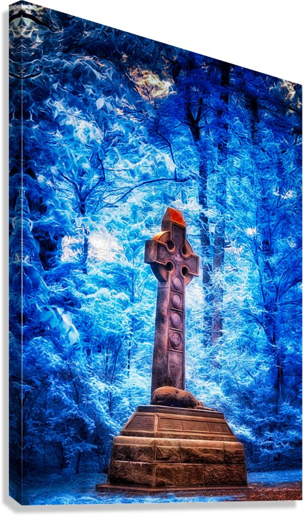 Enchanted Woods: Exploring the Mystical Blue Celtic Cross Canvas Print
