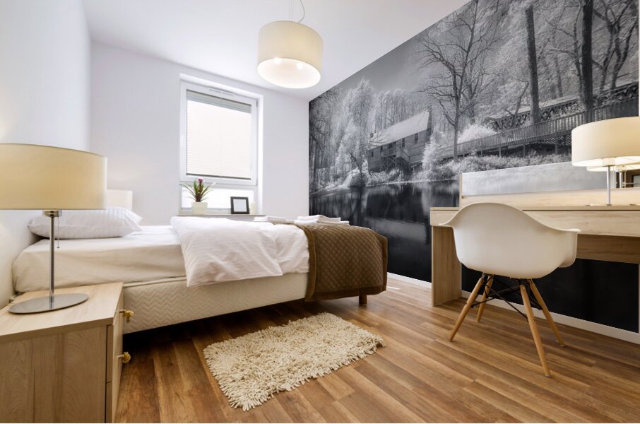 A Tranquil Escape: Exploring Clarkson Covered Bridge Mural print