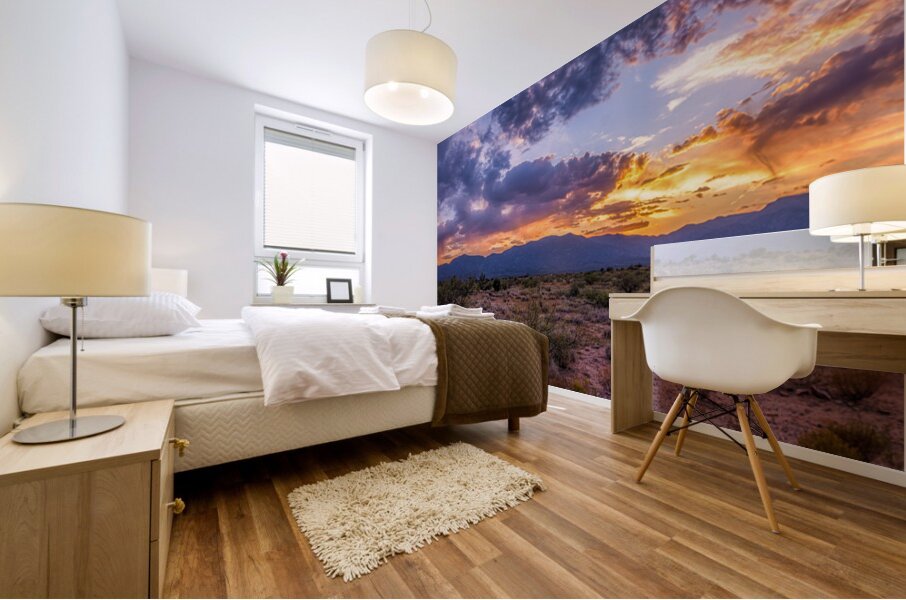 Sunset Tapestry Over Arid Plains Mural print