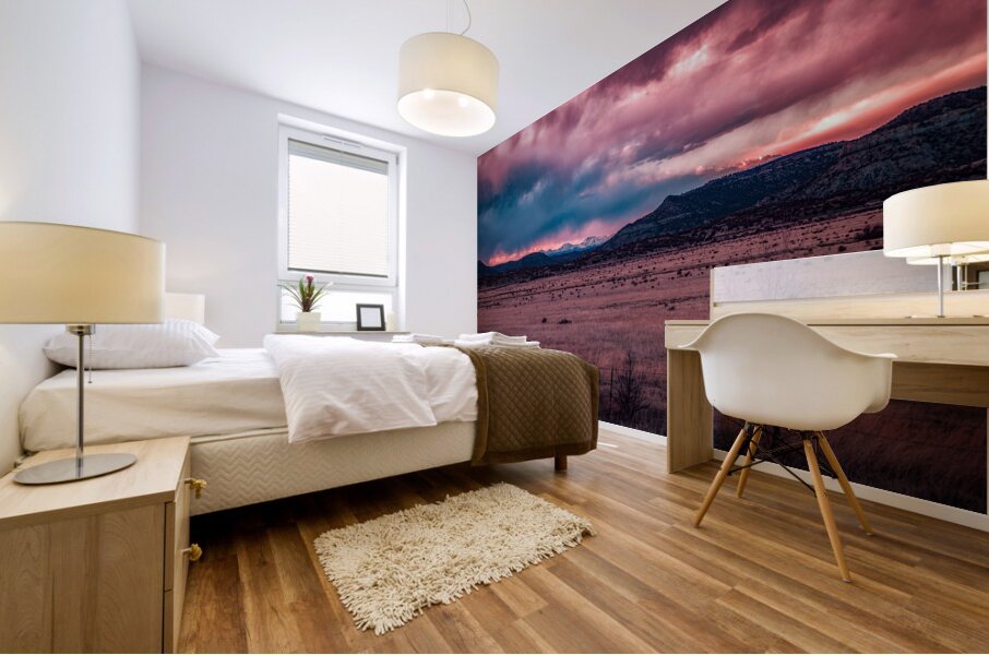 Solitary Harmony Under a Painted Sky Mural print