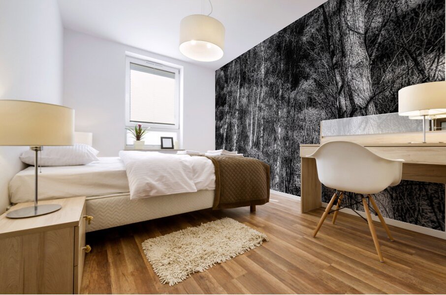 Tall Dark Symphony: A Winters Tale in Infrared Black and White Mural print