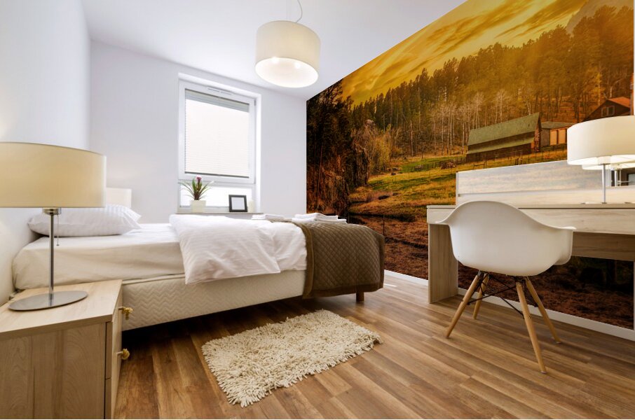 Golden Glow at Custer Ranch: A South Dakota Sunset Mural print