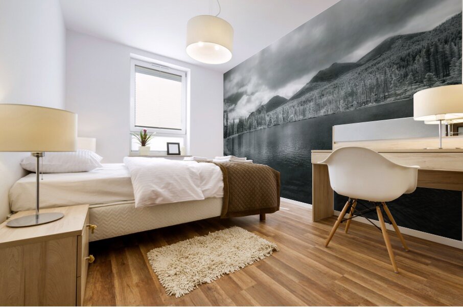 Misty Shores of Solitude: Sprague Lake Mural print