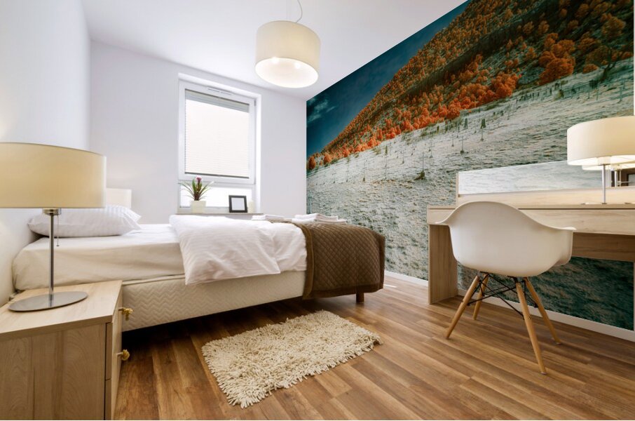 Gravestones Under a Fiery Canopy Mural print