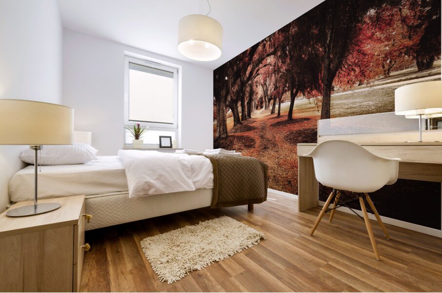 Crimson Avenue of Oaks Mural print