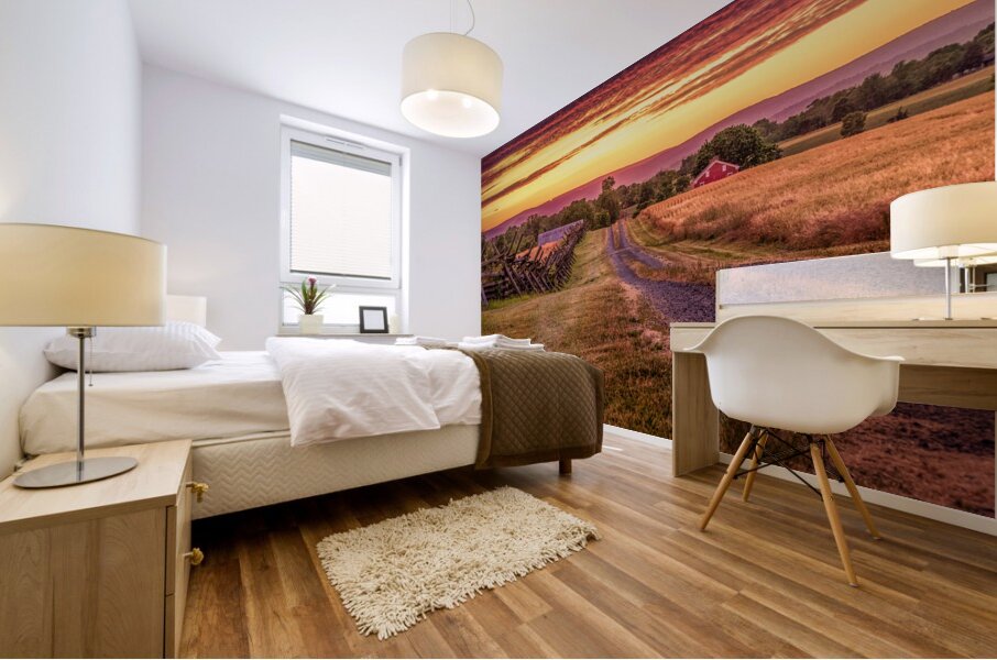 Sunset on the Farm Mural print