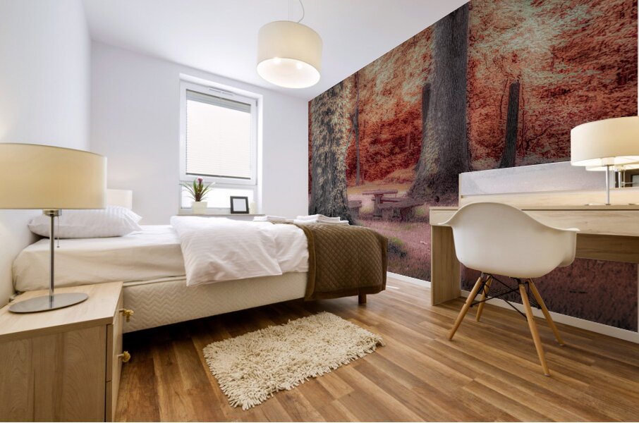 Aunts Oasis: Discovering the Dreamy Charm of a Color Infrared Patio Set in Tennessee Mural print