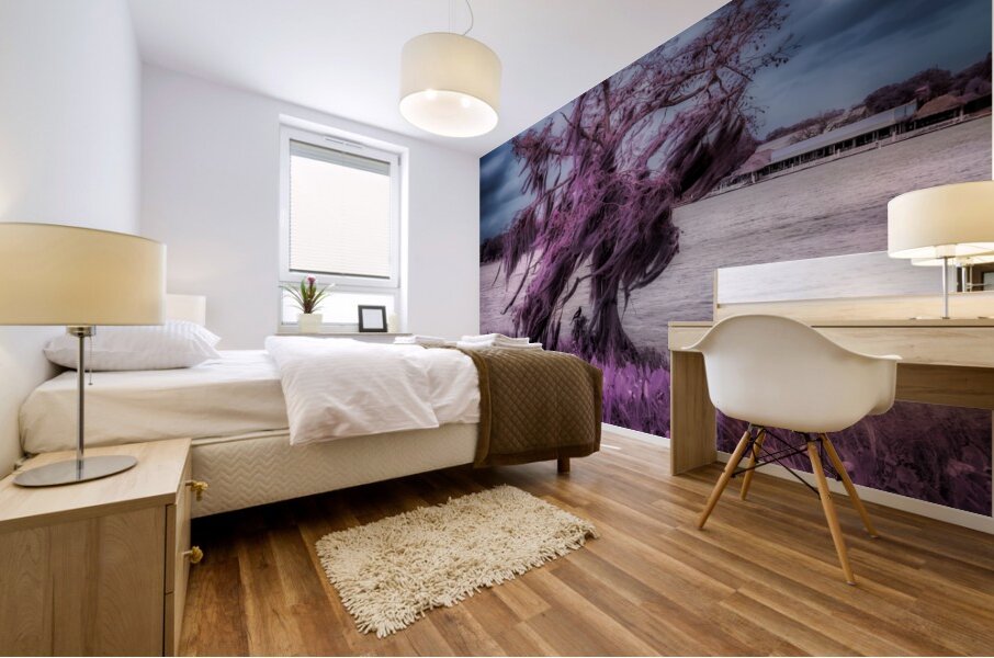 Purple Shelter: A Tranquil Stroll Through Venetian Gardens in Le Mural print