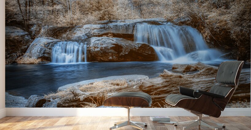 Sapphire Dreams: A Tranquil Waterfall Journey Wall Murals