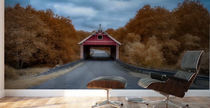 Infrared Serenity: The Red Bridge Wall Murals