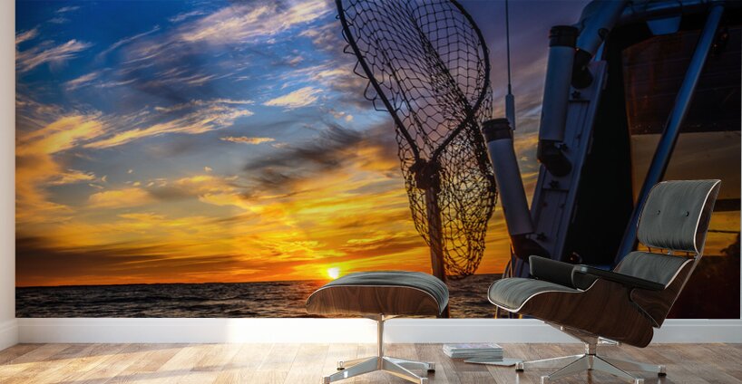 Navigating the Sunset: A Memorable Boat Ride with Wet Net Charte Wall Murals