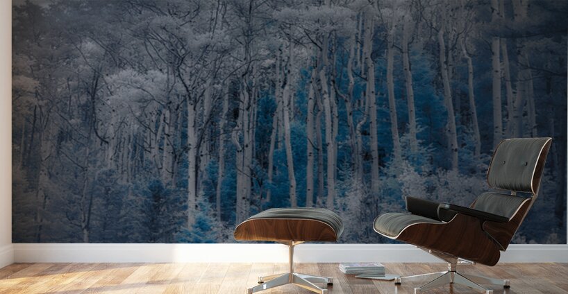 Ethereal Blue Amidst Monochrome Forest Wall Murals