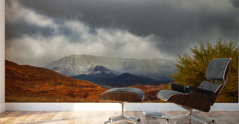Desert Mountain Storm Light Wall Murals