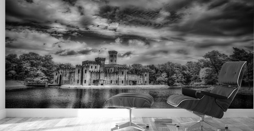 Silhouette of Time: Newmans Castle in Moody Monochrome Infrared Wall Murals