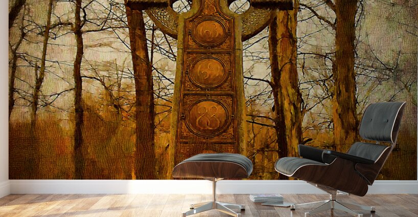 Celtic Cross: A Spiritual Journey Through Woodland Serenity Wall Murals