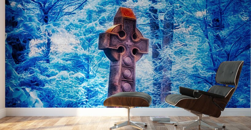 Enchanted Woods: Exploring the Mystical Blue Celtic Cross Wall Murals