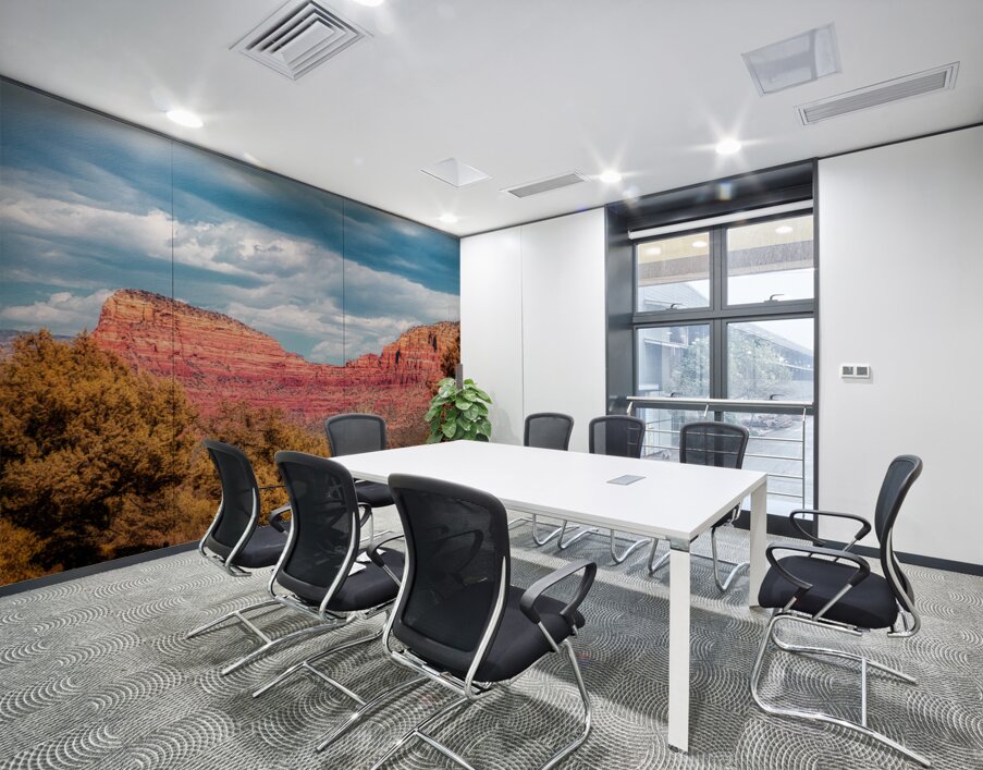 Crimson Landscapes Under Spirited Skies  Wall Printing