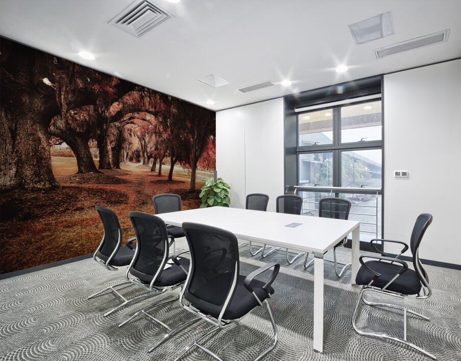 Crimson Avenue of Oaks Wall Printing