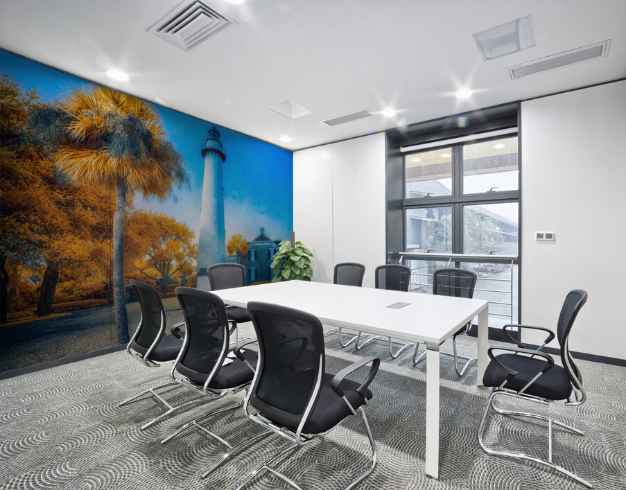 Whispers of Light: False Autumn Lighthouse Wall Printing