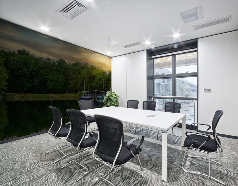 Blue Boat Sunset Wall Printing