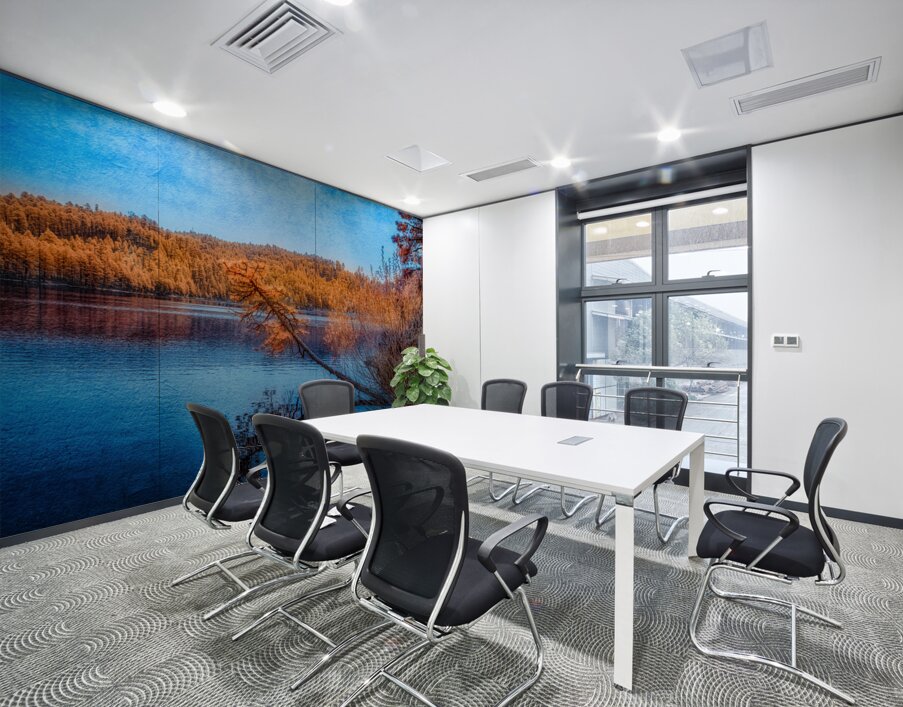 Arboreal Embrace: Trees Embracing the Tranquil Waters Wall Printing