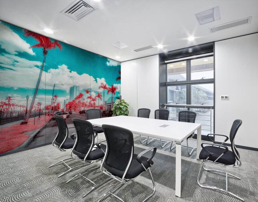 Urban Mirage: Fort Myers Street in Infrared Splendor Wall Printing