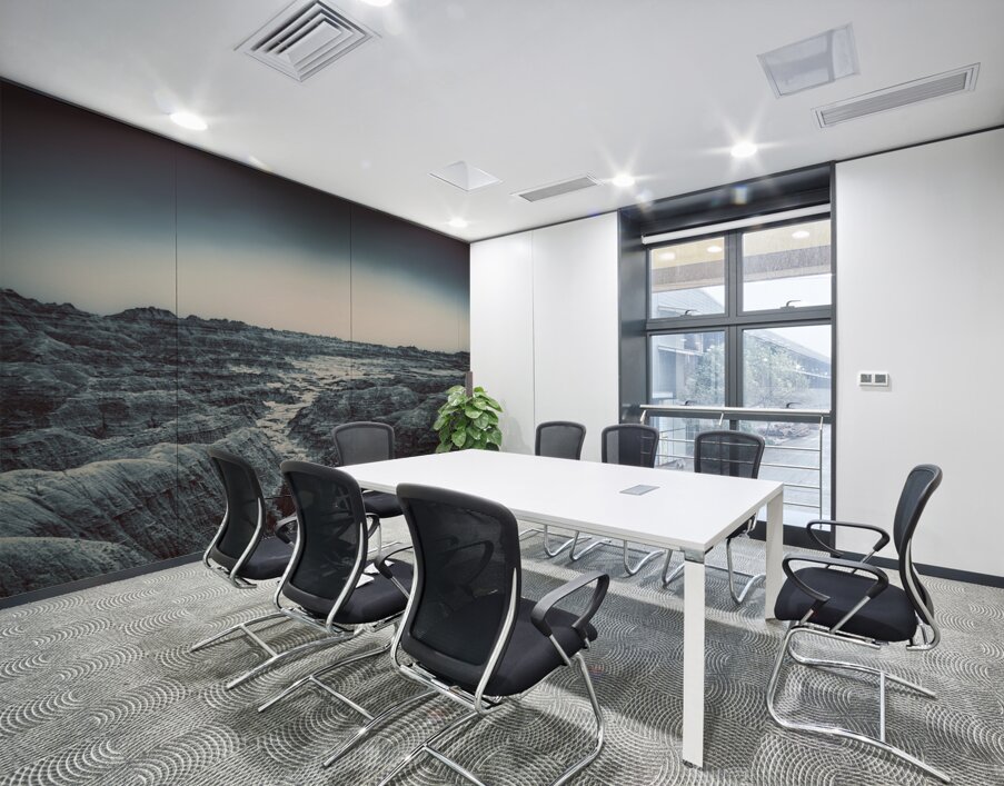 Shadows of the Earth: The Enchanting White River in Badlands Wall Printing