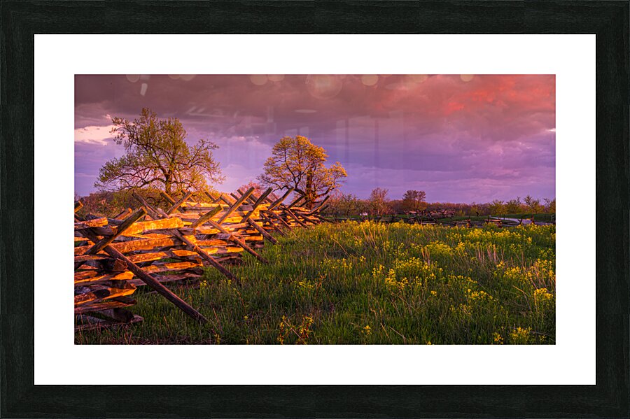 Sunset Fence Picture Frame print