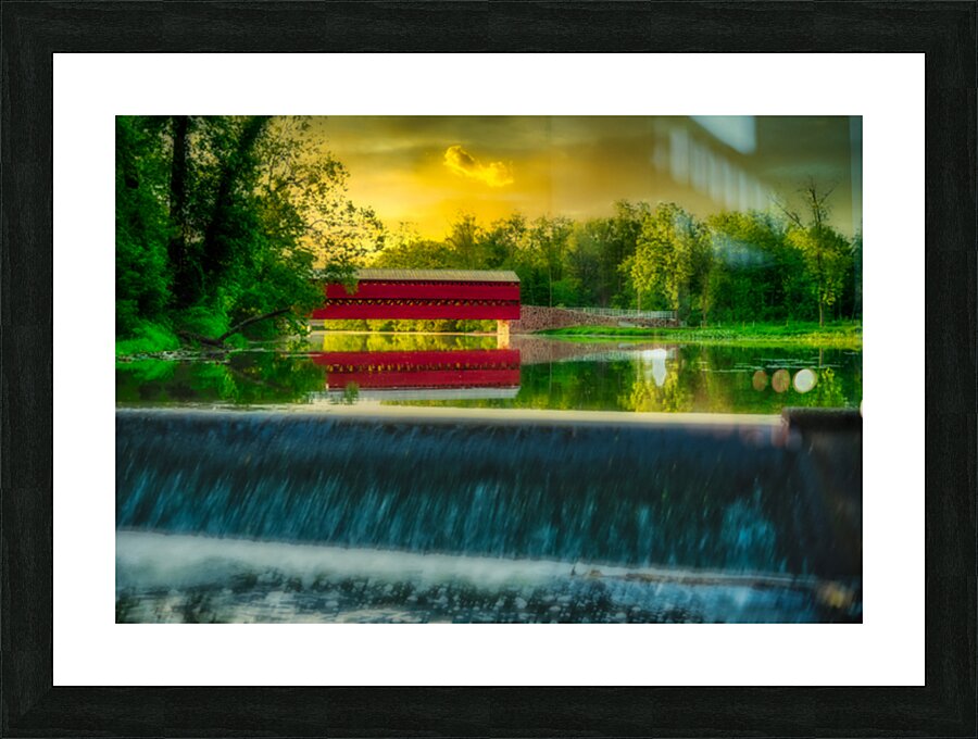 Tranquil Reflections: A Captivating Sunset at Sachs Bridge Picture Frame print
