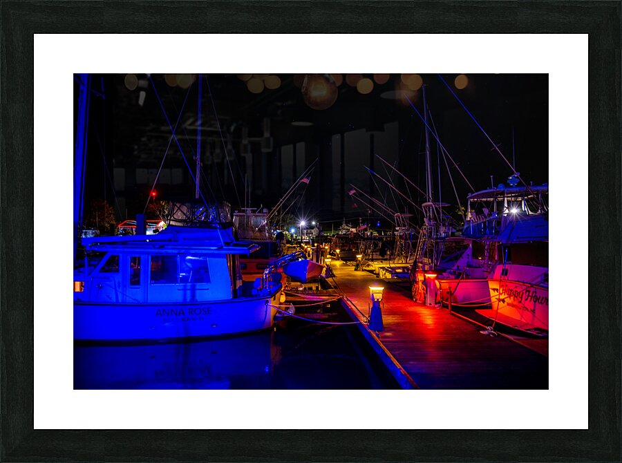 North Carolina Boats at night Picture Frame print