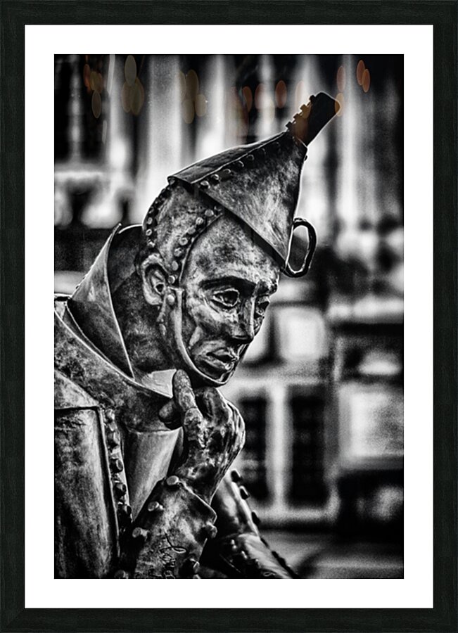 Cogitating Sculpture: Unveiling the Pondering of the Thinking Tin Man in York Picture Frame print