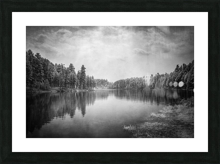 Exploring the Mystical Beauty of Center Lake: A Smokey Pond Picture Frame print