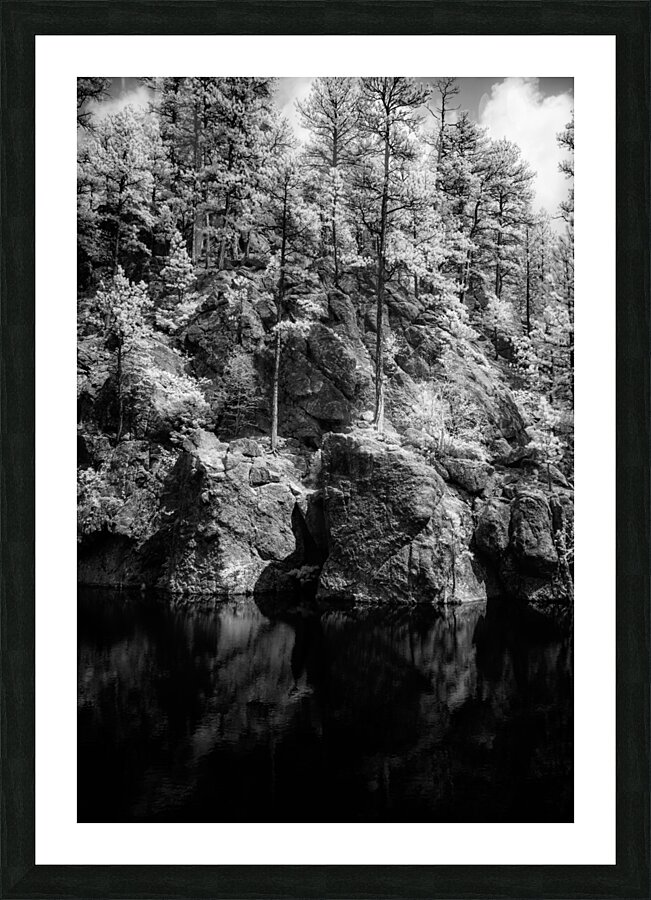Pond Rock Wall Trees Picture Frame print