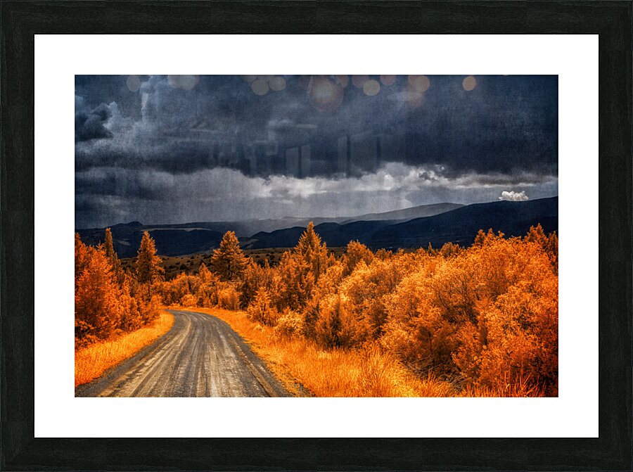 Epic Descent: Montanas Infrared Mountain Road Picture Frame print
