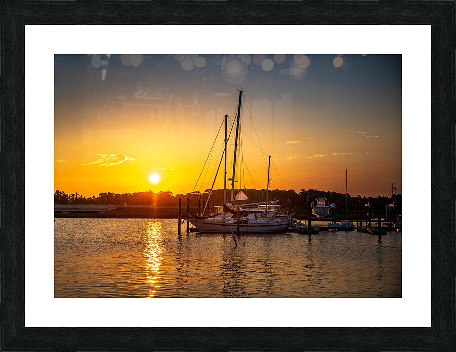 Sunrise Serenity: The Radiant Beauty of Beauforts Boats Picture Frame print