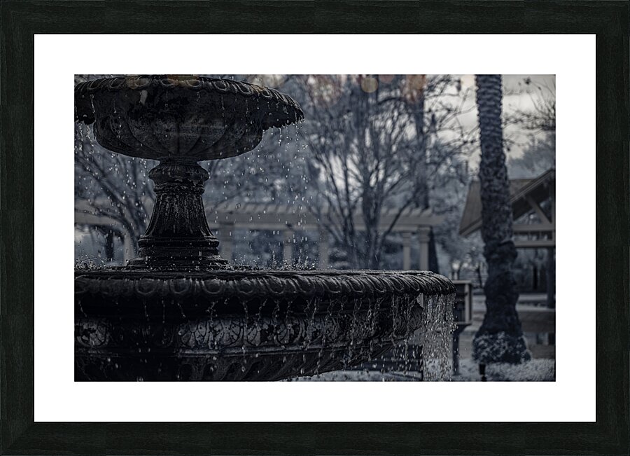 Rainy Day Wonders: Fountain Frozen in time in Saint Marys Georg Picture Frame print