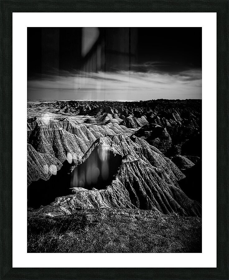 Shadows of the Earth: A Shadowy Ethereal Dance in the Badlands Picture Frame print