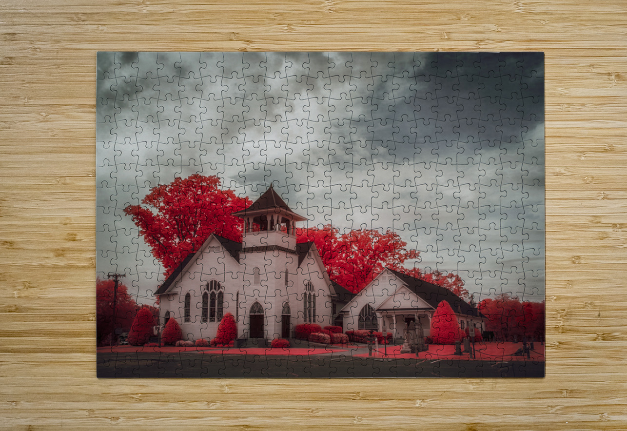 Spiritual Splendor - Crimson Steeple Dream World Images Puzzle printing