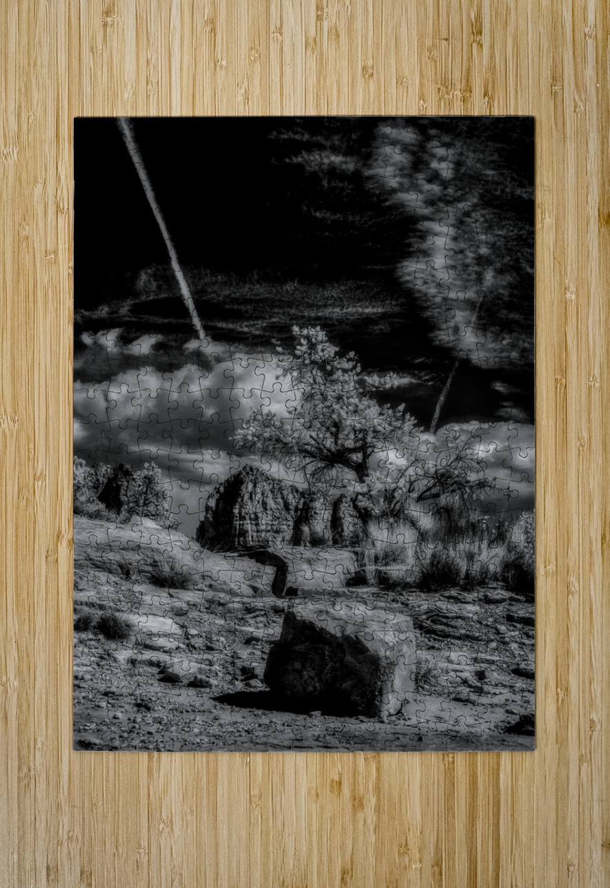 Boulder and Branch Under Silent Clouds Dream World Images Puzzle printing