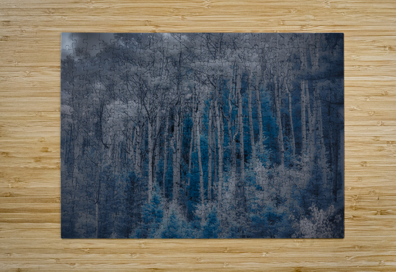 Ethereal Blue Amidst Monochrome Forest Dream World Images Puzzle printing