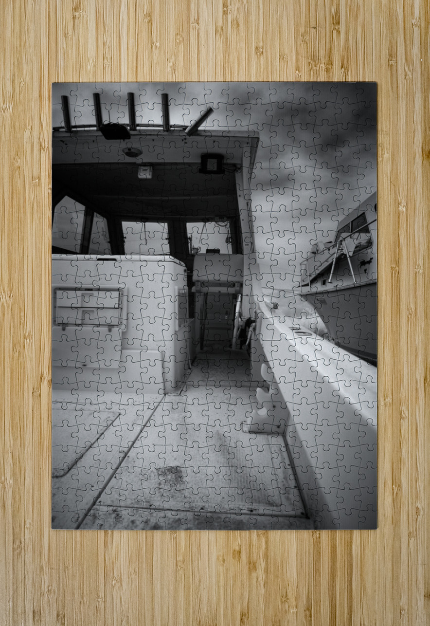 Monochromatic Maritime: Detailing A Weathered Boat Dream World Images Puzzle printing