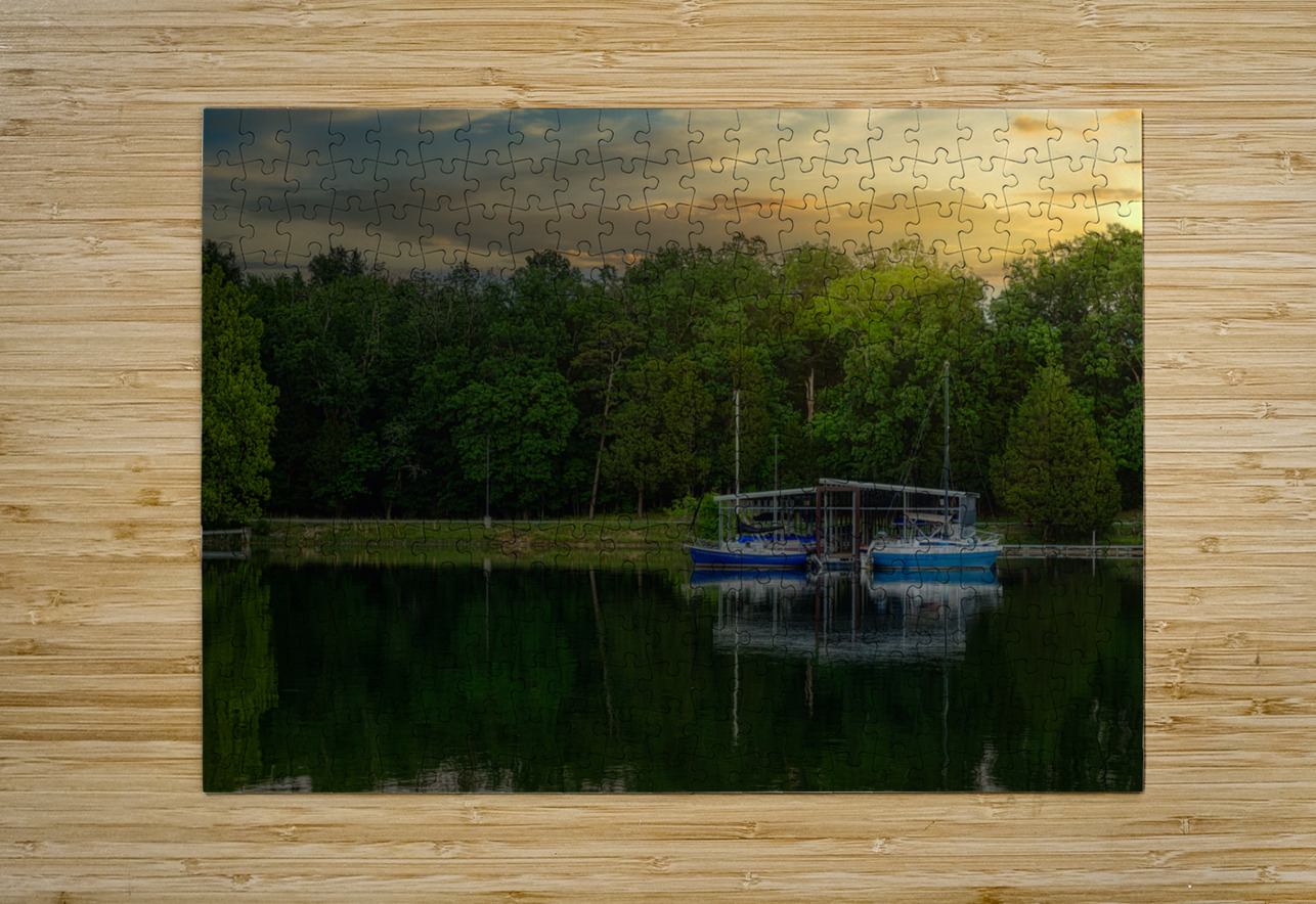 Blue Boat Sunset Dream World Images Puzzle printing